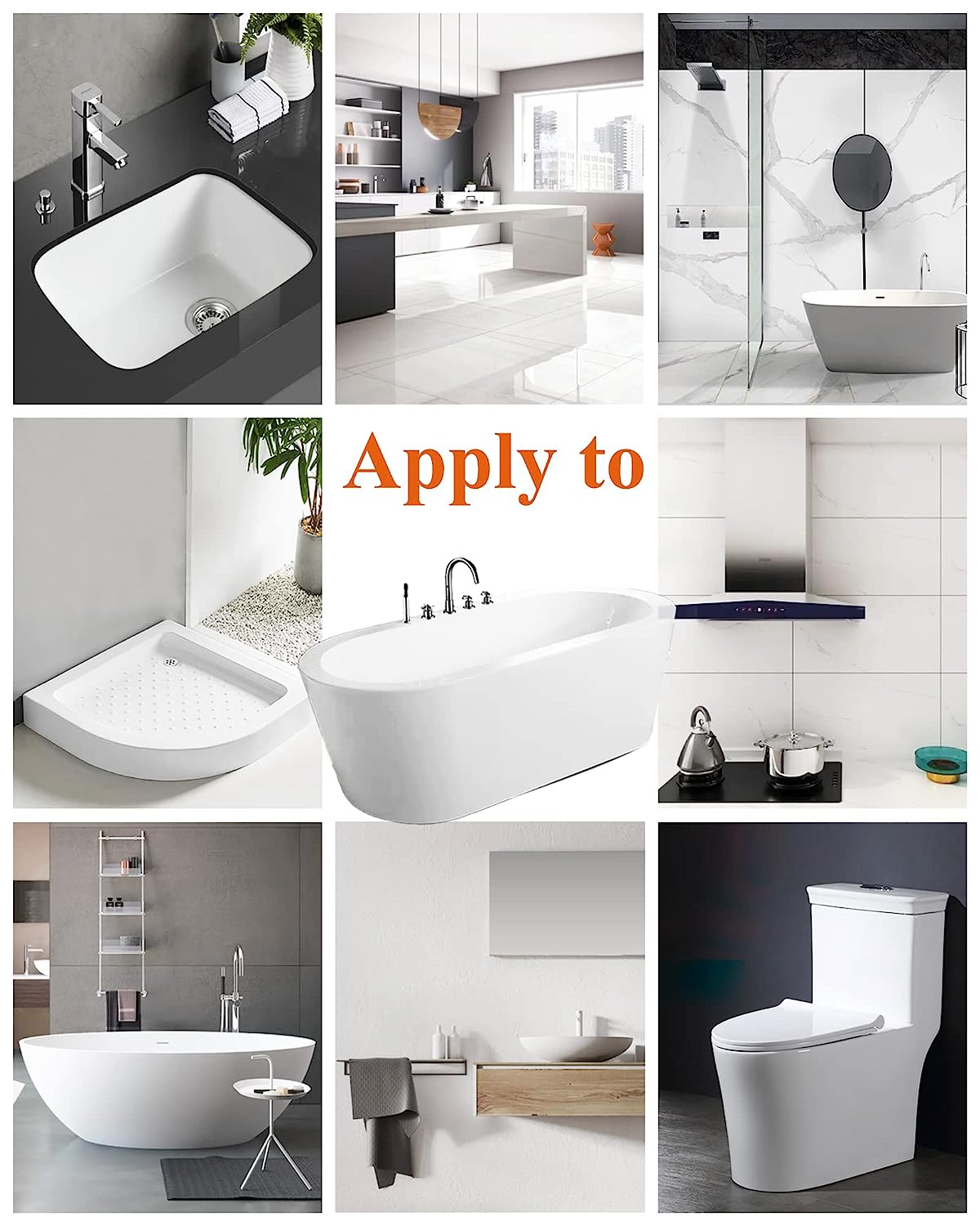 Bath Repair Kit White, Endhokn Enamel, Porcelain, Acrylic, Fiberglass,  Ceramic Sink Repair Kit, Tub Tile Ceramic Toilet Shower Kit & Tray & Chip 