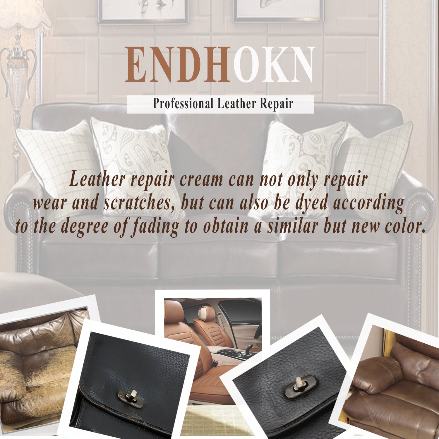 Endhokn Leather, Vinyl Recoloring Repair Kit - Car Seats, Sofas and Le